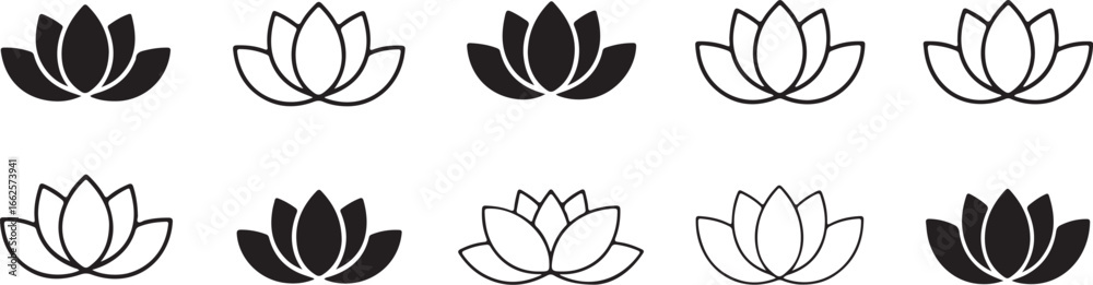 Fototapeta premium lotus flower icon collection