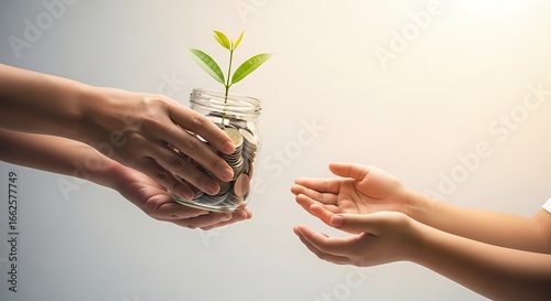 Cultivating a brighter future A symbolic exchange of resources promoting sustainable growth, community support, and the enduring spirit of generosity