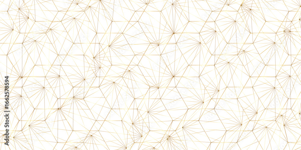 Fototapeta premium Abstract of simple golden line triangle pattern geometric background. Seamless geometric polygonal repeatable pattern swatch background, Trendy design vector background for web backdrop orpaper print.