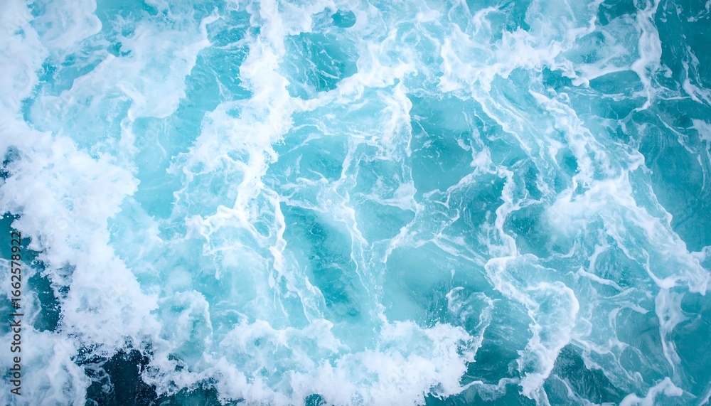 Fototapeta premium Turquoise water surface with foamy texture