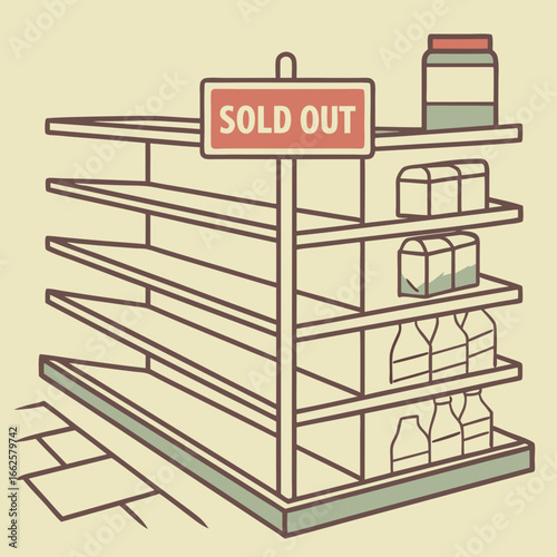 Sold Out Retail Display Shelf with Empty Packaging