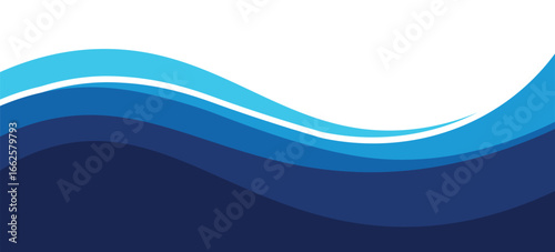 Abstract blue wavy business border with copy space banner for presentation design background