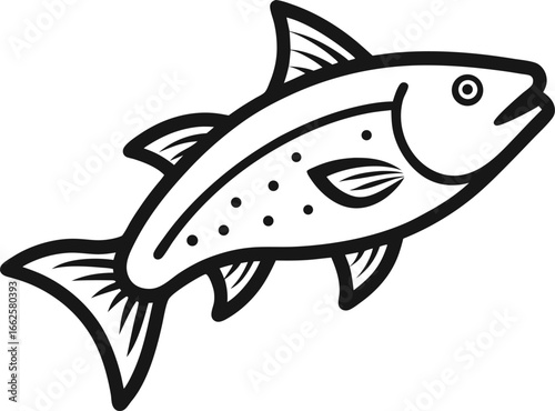 trout fish outline vector illustration on white background