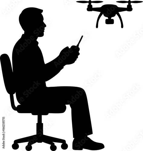 Drone Operator Silhouette – Modern Technology Hobby Vector