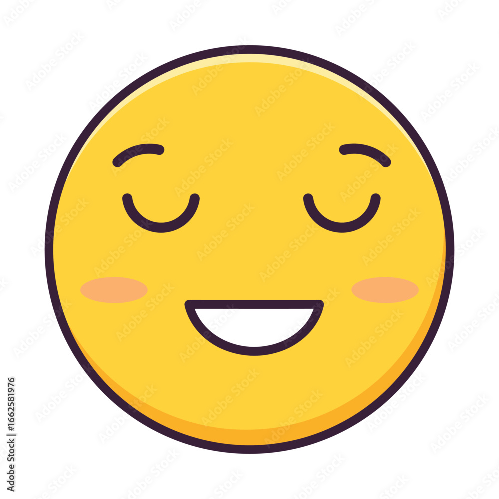 Fototapeta premium A content and serene emoji with closed eyes and a gentle smile, isolated on a