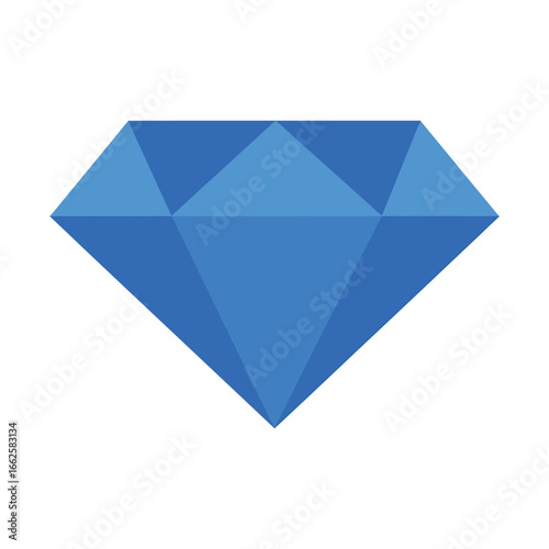 A vibrant blue diamond with sharp facets, symbolizing luxury, value, and beauty, presented as a clean graphic icon isolated on a