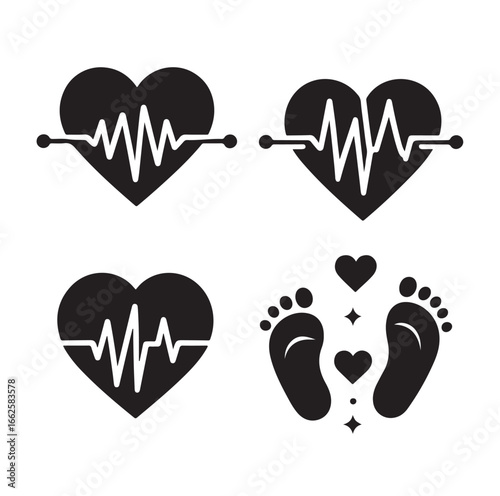 “New Life Pulse: Baby Footprints with Heartbeat Lines”