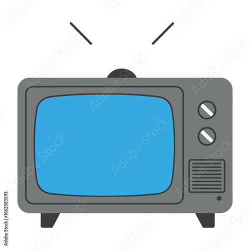 Vintage television with a blue screen