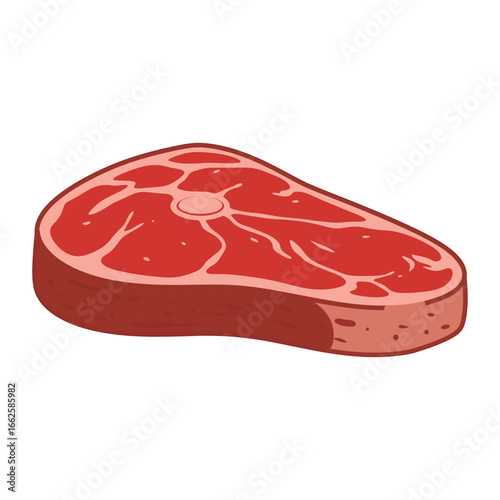 A cartoon illustration of a raw steak