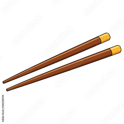 A pair of wooden chopsticks with golden tips