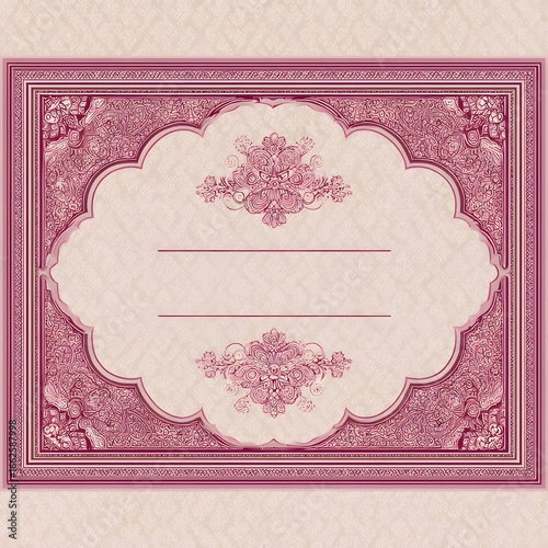 vintage frame with floral pattern on a beige background