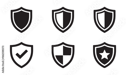 Free Download Six shield icons with different security and protection symbols on a white background safety - GFXLoad