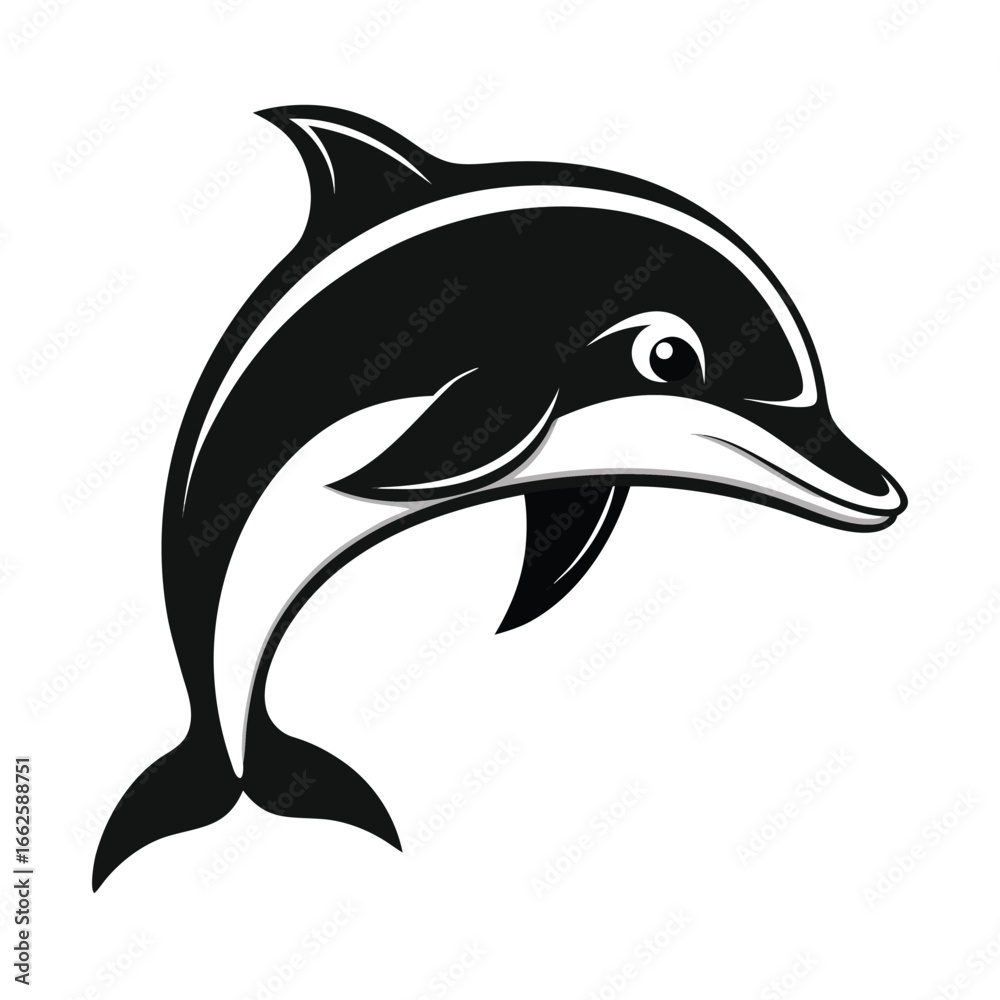 Fototapeta premium A symmetrical and isolated logo of a Pacific dolphin's face, on a solid background
