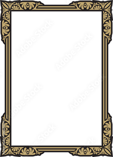 Vector gold and black square classic byzantine ornament. Rectangle, border, Ancient Greece, Eastern Roman Empire frame. Decoration of the Russian Orthodox Church
