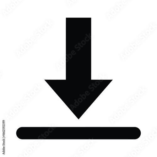 Black downward arrow symbol indicating download or movement