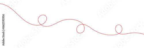 Red thread isolates on a white background. red thread looped in a circle form, symbolizing vector. line of red yarn, long red thread .Vector illustration . EPS 10 .
