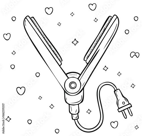 Hair Styling Tool and Decorative Hearts, Stars, Circles, and Squares