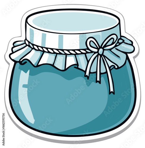 Jar of Jam or Jelly with Decorative Ribbon and Fabric, Illustration