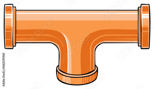 Orange Copper Pipe Fitting T Junction Connector Plumbing Construction Material