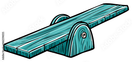 Teal Wooden See Saw Playground Equipment Illustration