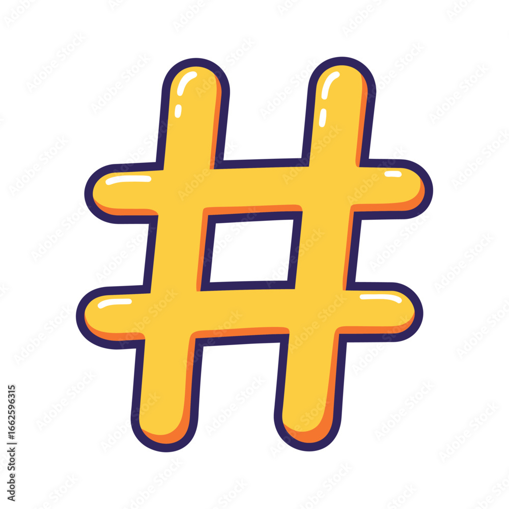 Obraz premium Yellow hashtag symbol