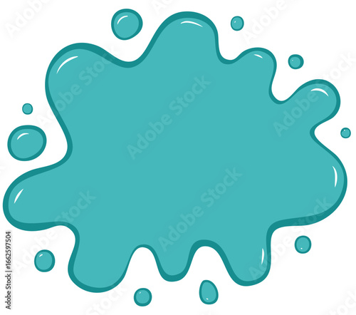 Aqua Paint Splatter with Drops. Water Color Blot. Abstract Graphic Art. Vector Illustration.