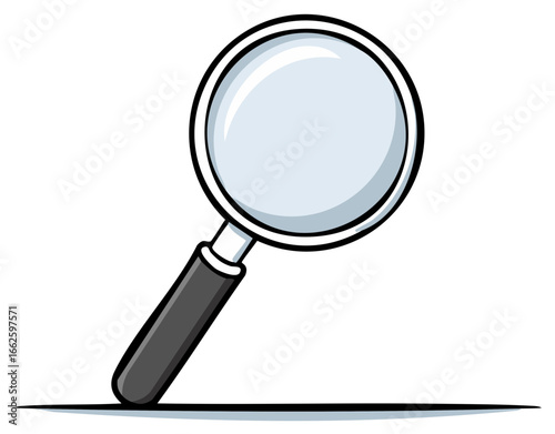 A vibrant cartoon magnifying glass illustration for search investigation and discovery concepts