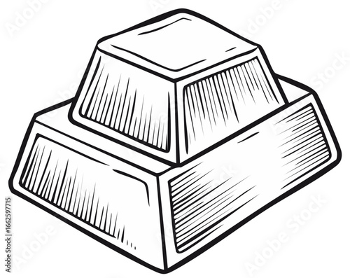 Stacked Gold Bars Illustration Hand Drawn Style