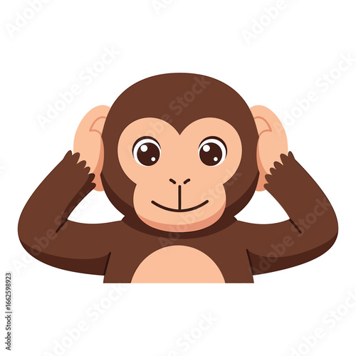 Monkey covering its ears