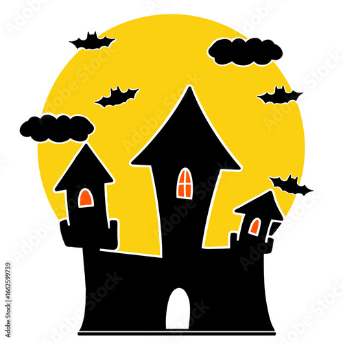 ハロウィンのお城のイラスト