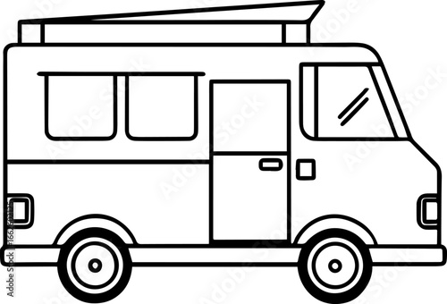 food truck outline vector illustration line art