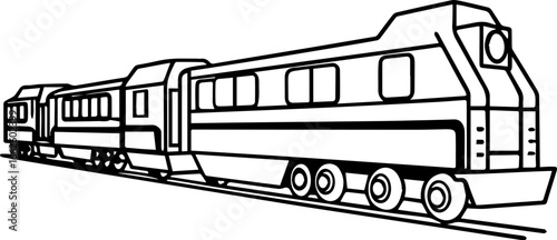 freight train outline vector illustration line art