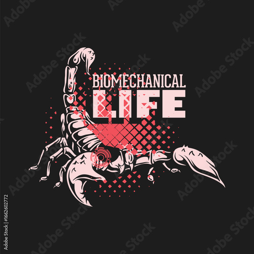 Biomechanical Scorpion with Text Biomechanical Life Graphic insect arthropod