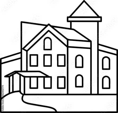 hostel outline vector illustration line art