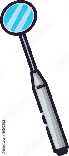 Dental mirror for oral exams and hygiene. Suitable for dental care, medical, health, and dentistrelated designs and concepts.
