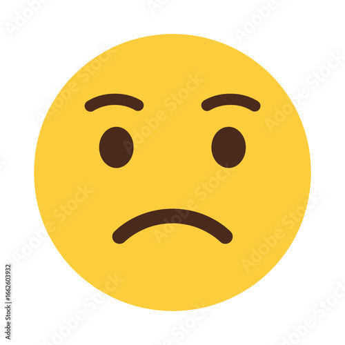 Sad emoji face with a frown, , conveying unhappiness and disappointment