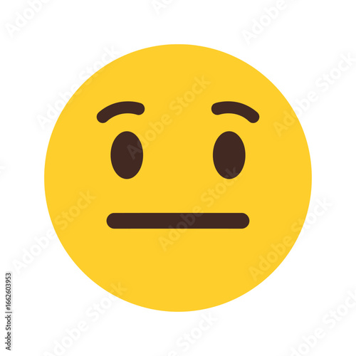 Neutral face emoji, showing a straight line for a mouth and two dots for eyes