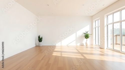 Wallpaper Mural Minimalist living room with clean lines and natural light, showcasing contemporary interior design. Torontodigital.ca