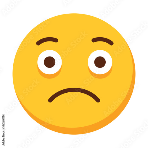 Sad yellow emoji with a frown and wide eyes