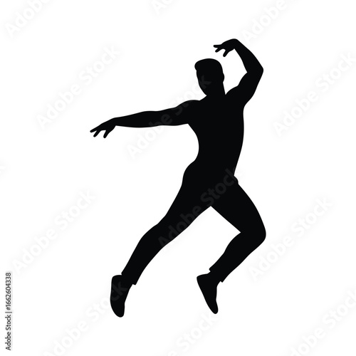Silhouette of a male ballet dancer in a dynamic pose, isolated on a, showcasing artistic movement and performance