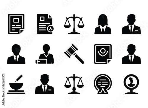 Law and legal justice concept with law icons showing lawyer documents and evidence