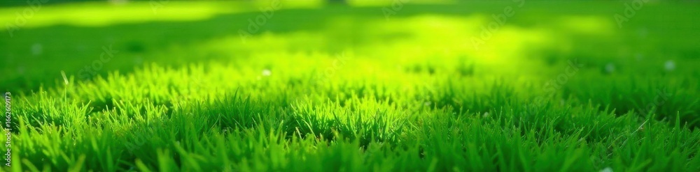 Fototapeta premium Textured green grass carpet, sunlight dappled , asset, fresh