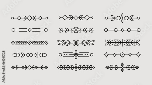 Minimalist Geometric Dividers and Borders with Leaves