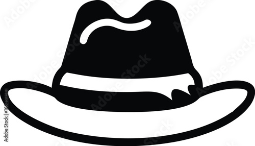 Classic black fedora hat with a white band, symbolizing style and sophistication.