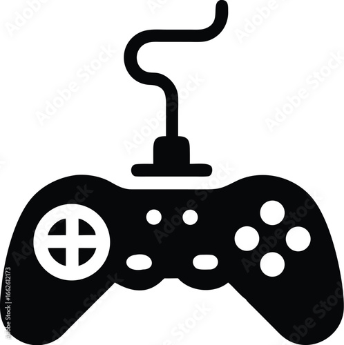 Classic wired video game controller ready for play