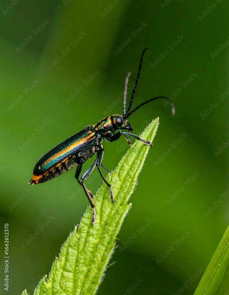 Fototapeta premium Colorful beetle on a leaf