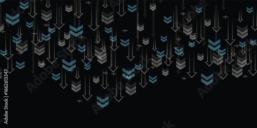 Black background with some downward arrows.
