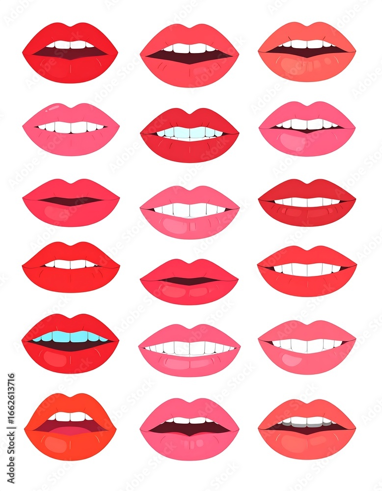 Obraz premium Collection of lips, various shades