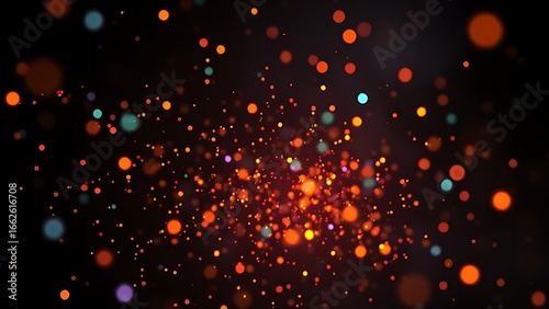 Wallpaper Mural Floating colorful particles in a dark space, representing abstract data with a futuristic glow. Torontodigital.ca