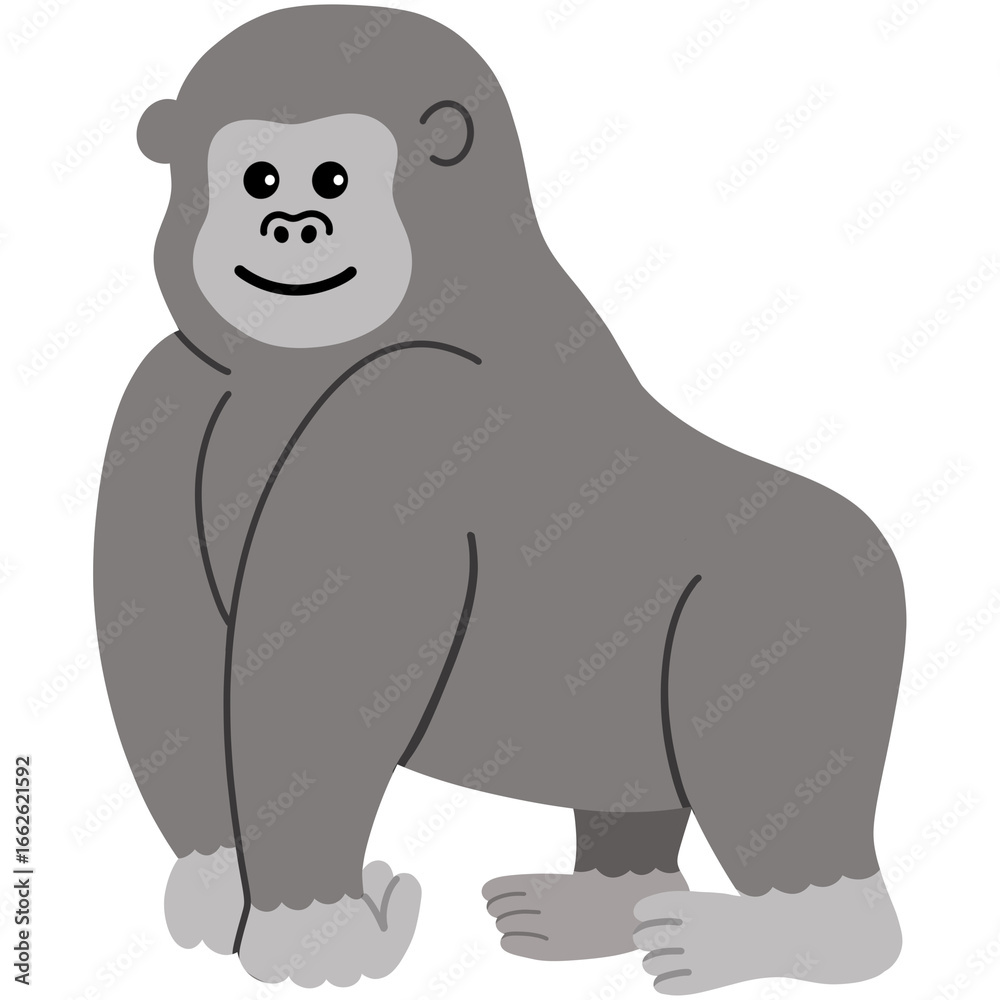Naklejka premium hand drawn gorilla cartoon illustration 